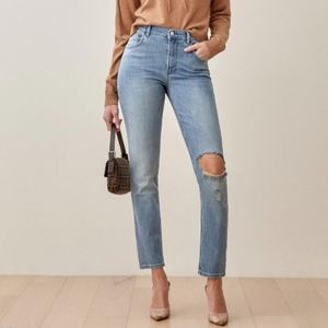 REFORMATION HARPER HIGH RISE DESTROYED JEANS SZ 28